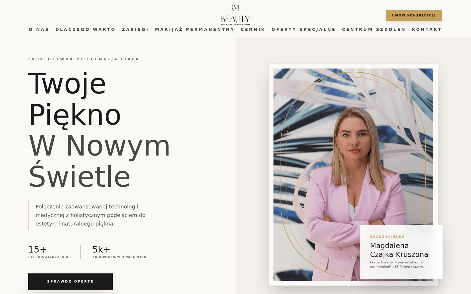 MC Beauty, widok strony na komputerze